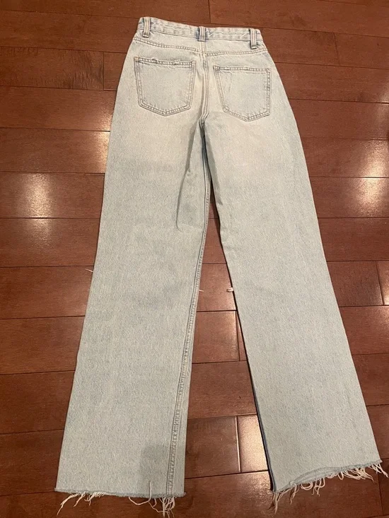 Zara Light Blue Straight Leg Distressed Jeans - Picture 5 of 8